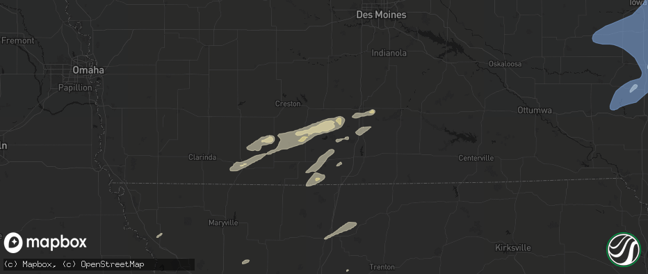 Hail map in Ellston, IA on June 10, 2026