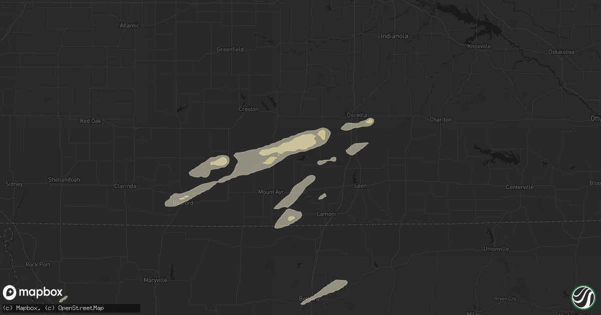 Hail map in Ellston, IA on June 10, 2026