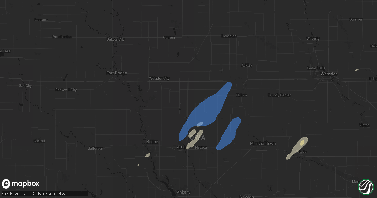 Hail map in Ellsworth, IA on June 10, 2026