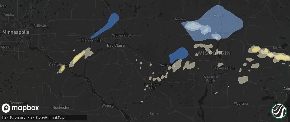 Hail map in Fairchild, WI on June 10, 2026
