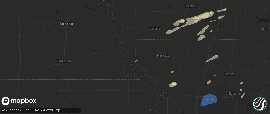 Hail map in Fairfax, MO on June 10, 2026