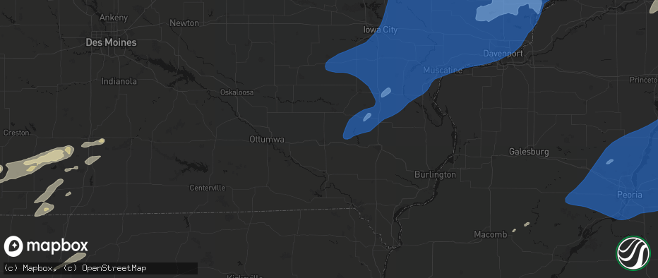 Hail map in Fairfield, IA on June 10, 2026