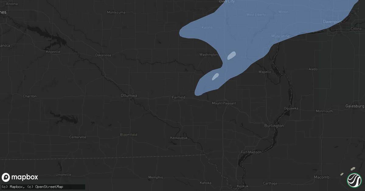 Hail map in Fairfield, IA on June 10, 2026