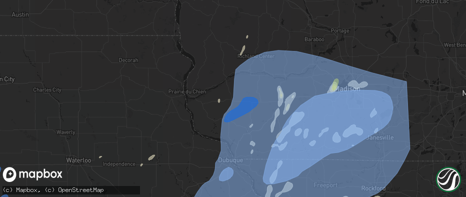 Hail map in Fennimore, WI on June 10, 2026
