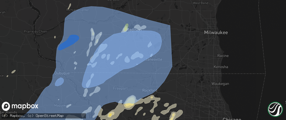 Hail map in Footville, WI on June 10, 2026