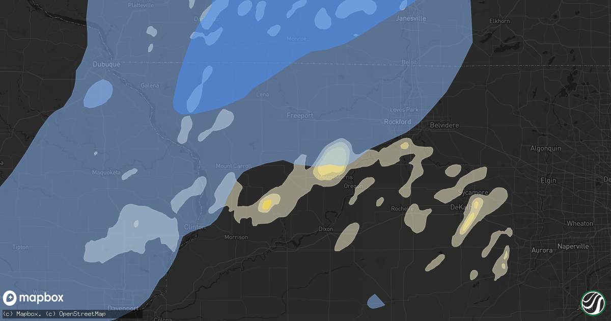 Hail map in Forreston, IL on June 10, 2026