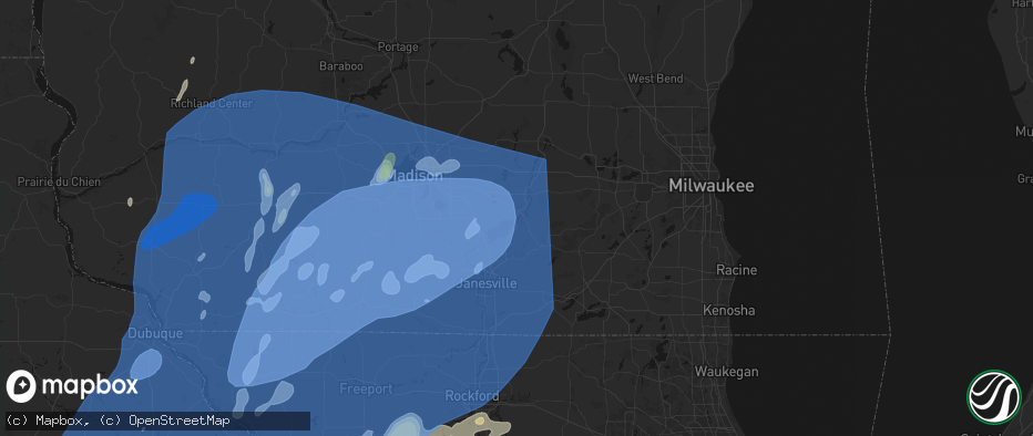 Hail map in Fort Atkinson, WI on June 10, 2026