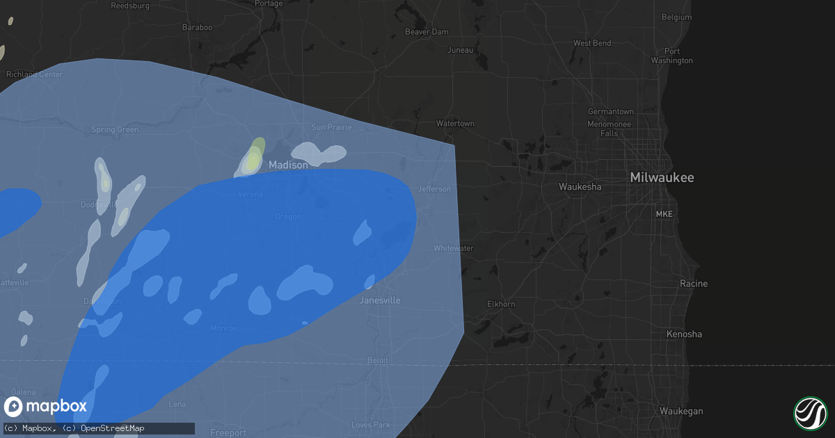 Hail map in Fort Atkinson, WI on June 10, 2026