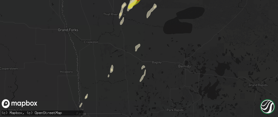 Hail map in Fosston, MN on June 10, 2026