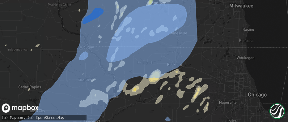 Hail map in Freeport, IL on June 10, 2026