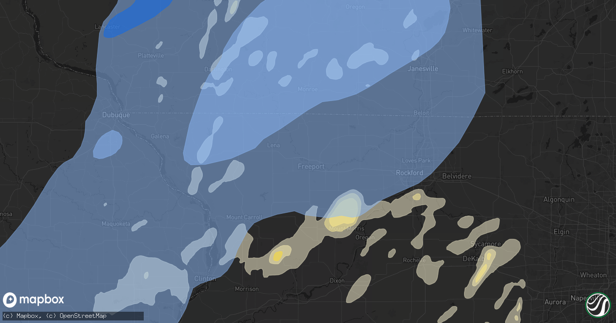 Hail map in Freeport, IL on June 10, 2026
