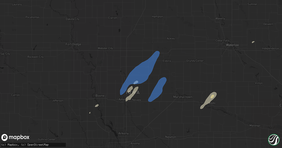 Hail map in Garden City, IA on June 10, 2026