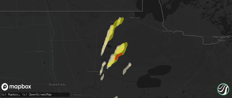Hail map in Gatzke, MN on June 10, 2026