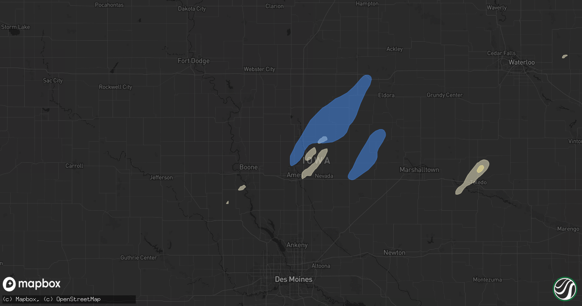 Hail map in Gilbert, IA on June 10, 2026