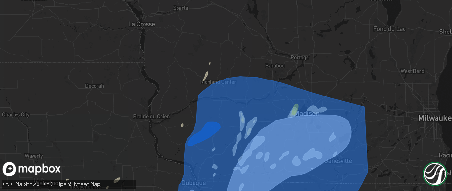 Hail map in Gotham, WI on June 10, 2026