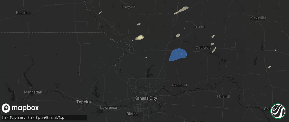 Hail map in Gower, MO on June 10, 2026