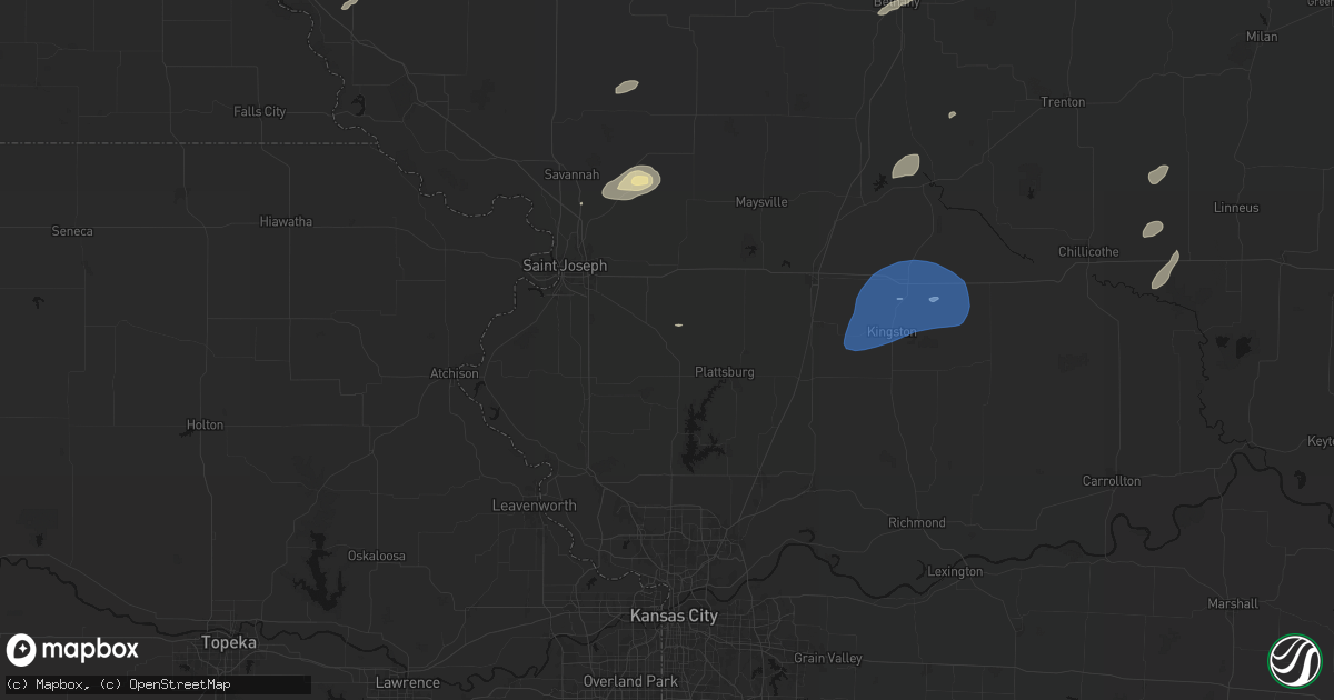 Hail map in Gower, MO on June 10, 2026
