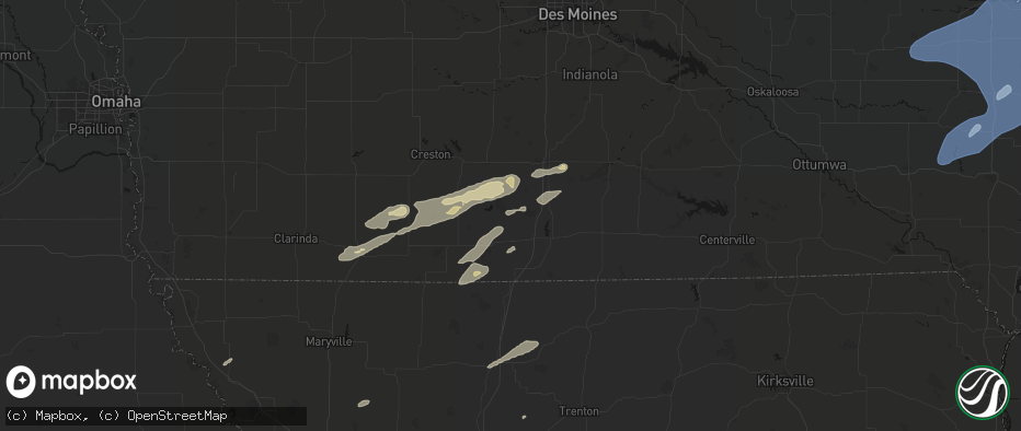 Hail map in Grand River, IA on June 10, 2026