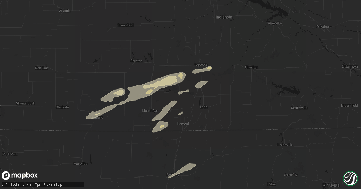 Hail map in Grand River, IA on June 10, 2026