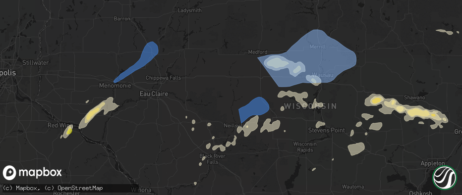 Hail map in Greenwood, WI on June 10, 2026