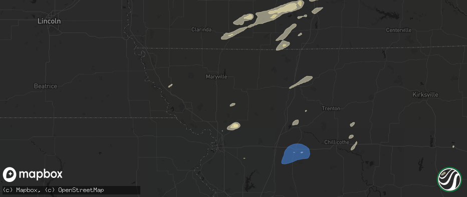 Hail map in Guilford, MO on June 10, 2026