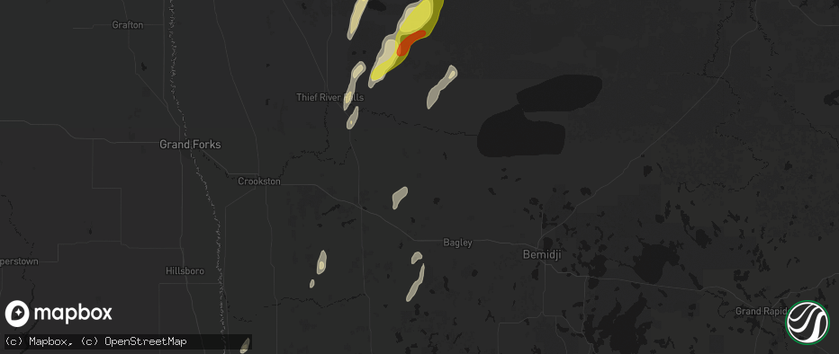 Hail map in Gully, MN on June 10, 2026