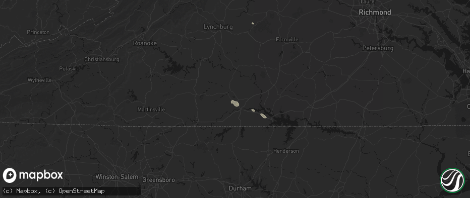 Hail map in Halifax, VA on June 10, 2026