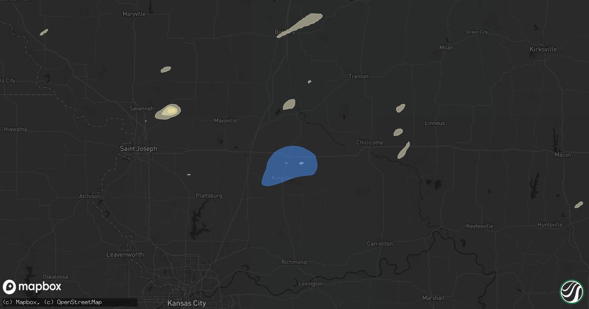 Hail map in Hamilton, MO on June 10, 2026