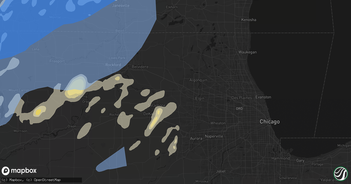 Hail map in Hampshire, IL on June 10, 2026