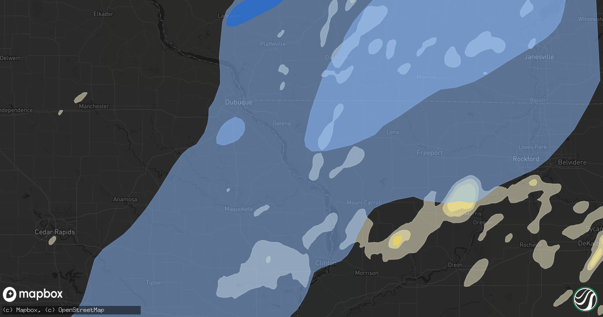 Hail map in Hanover, IL on June 10, 2026