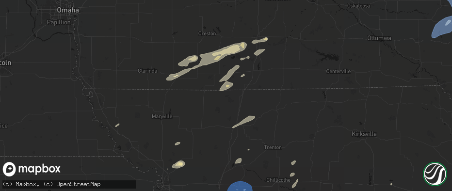 Hail map in Hatfield, MO on June 10, 2026
