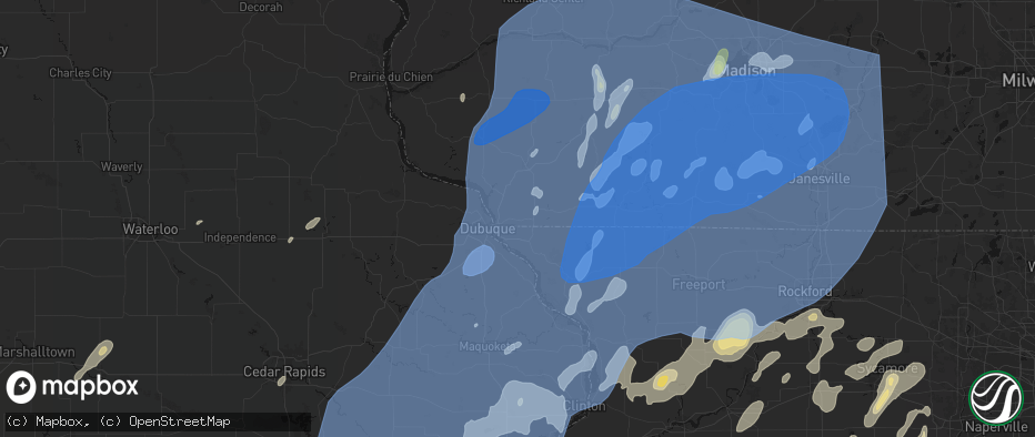 Hail map in Hazel Green, WI on June 10, 2026