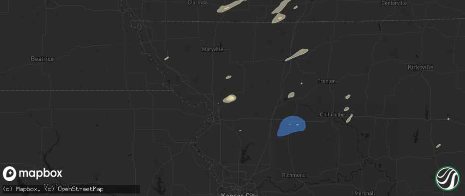 Hail map in Helena, MO on June 10, 2026
