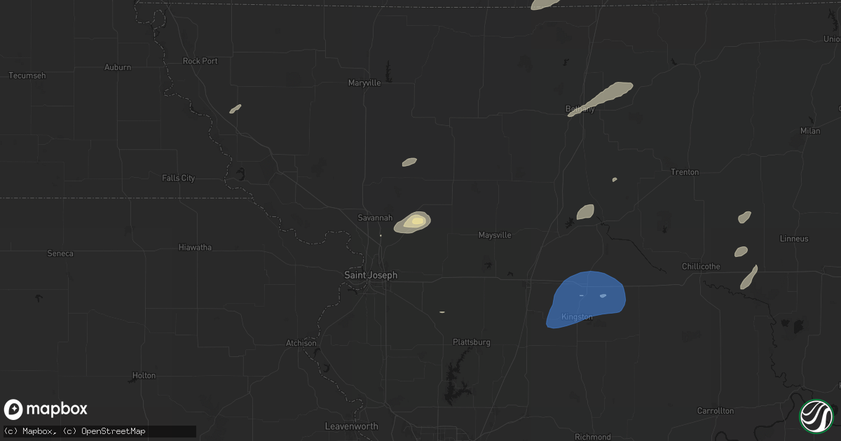 Hail map in Helena, MO on June 10, 2026