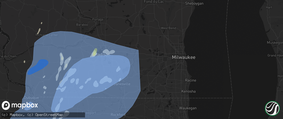 Hail map in Helenville, WI on June 10, 2026