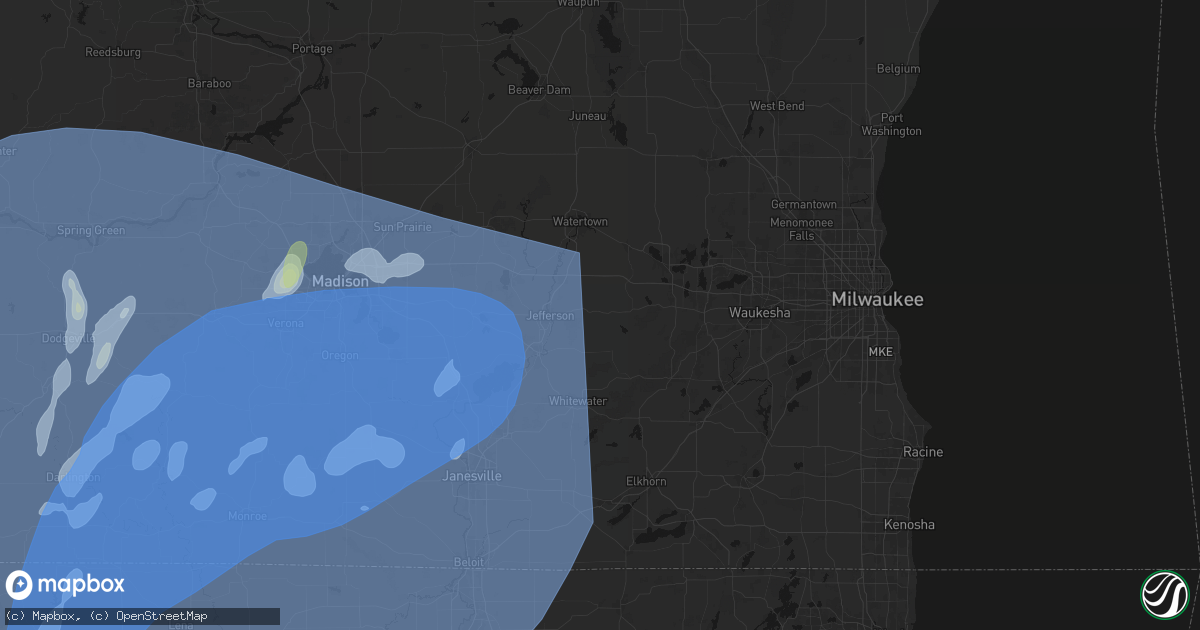 Hail map in Helenville, WI on June 10, 2026