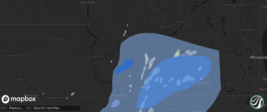 Hail map in Highland, WI on June 10, 2026