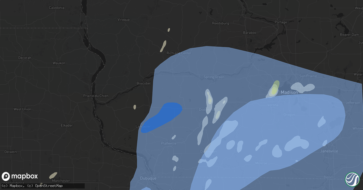 Hail map in Highland, WI on June 10, 2026