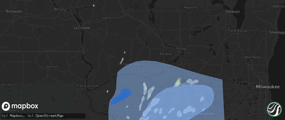Hail map in Hillpoint, WI on June 10, 2026