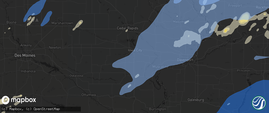 Hail map in Hills, IA on June 10, 2026