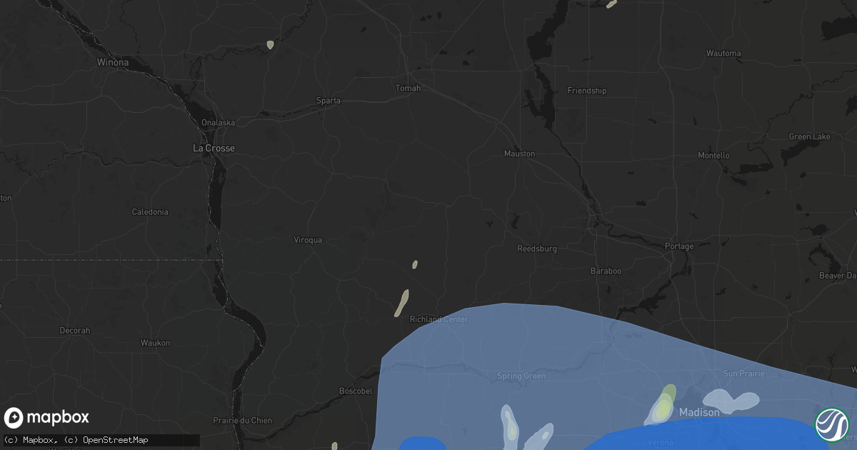 Hail map in Hillsboro, WI on June 10, 2026