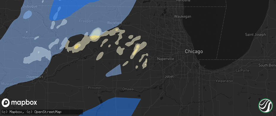 Hail map in Hinckley, IL on June 10, 2026
