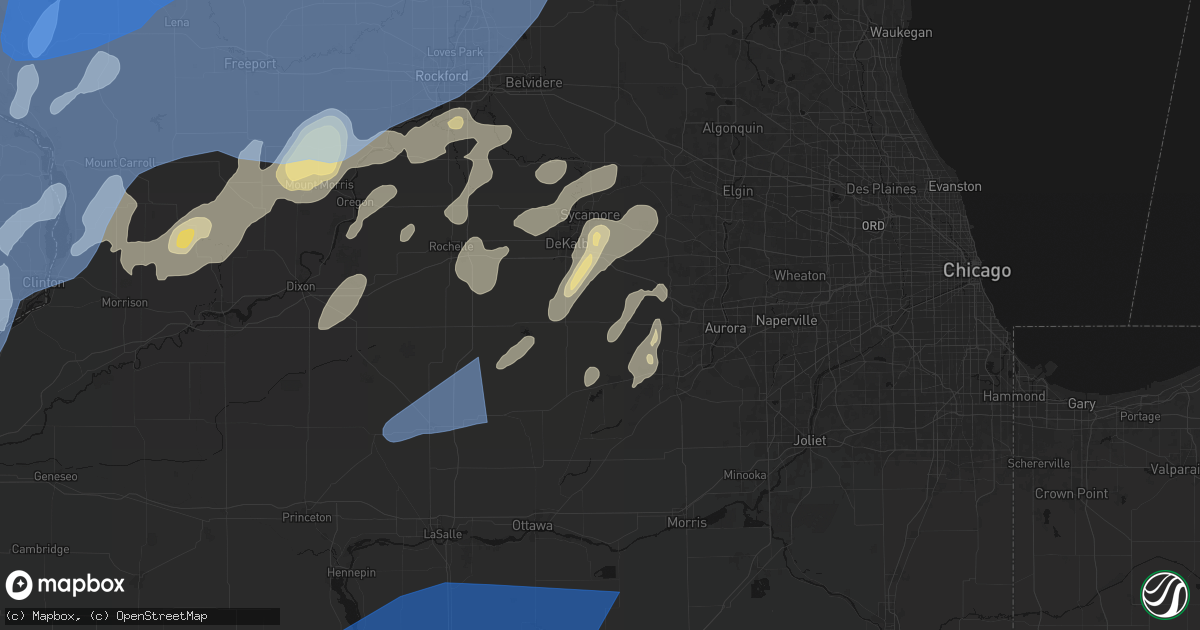 Hail map in Hinckley, IL on June 10, 2026