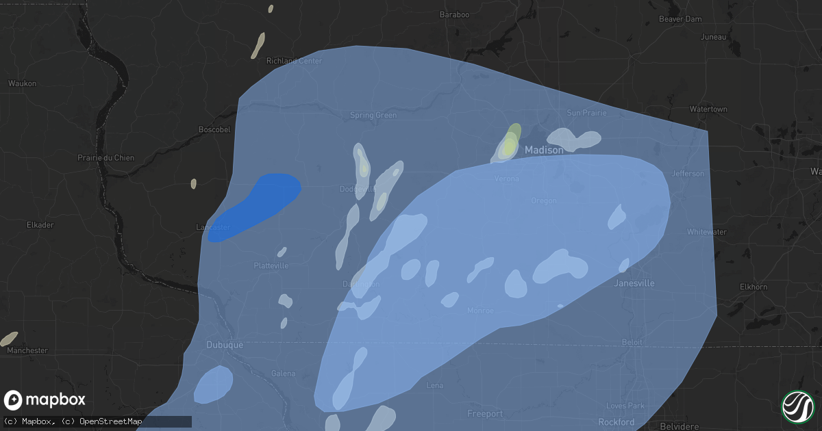 Hail map in Hollandale, WI on June 10, 2026
