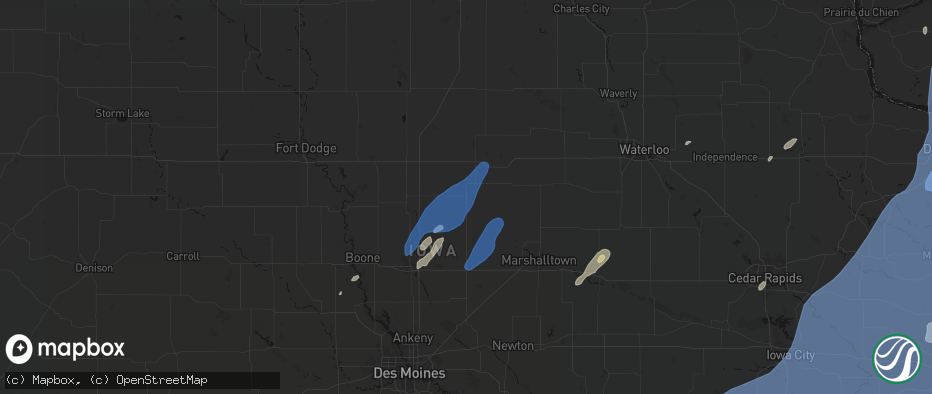 Hail map in Hubbard, IA on June 10, 2026