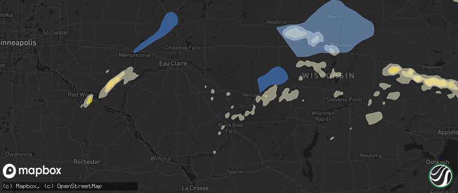 Hail map in Humbird, WI on June 10, 2026