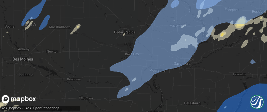 Hail map in Iowa City, IA on June 10, 2026