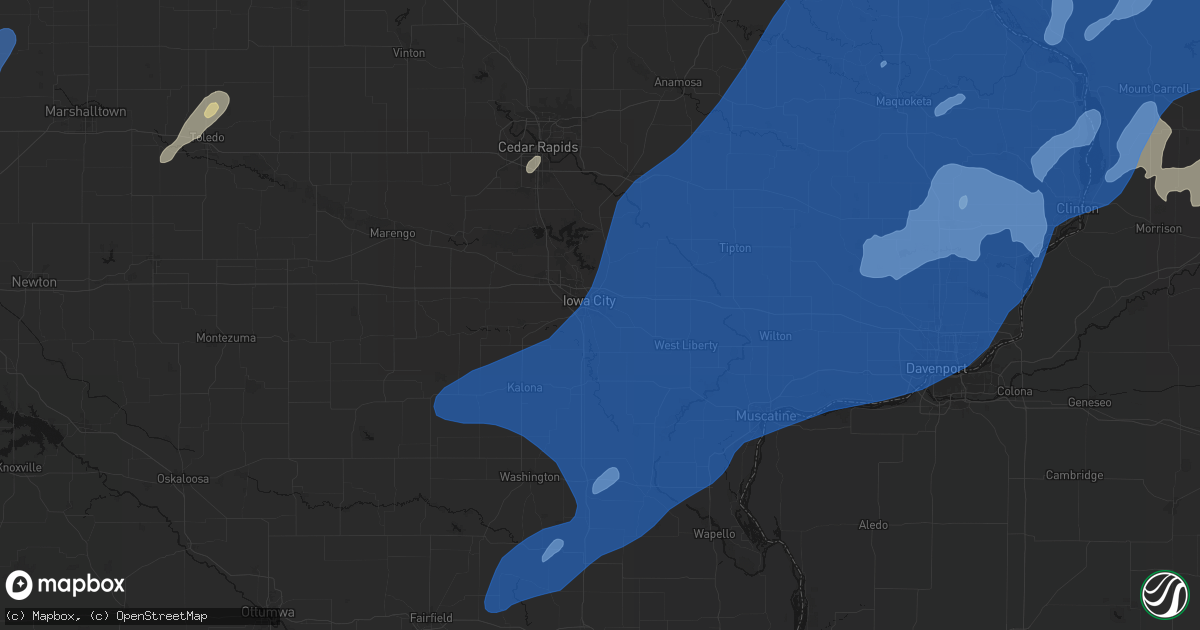 Hail map in Iowa City, IA on June 10, 2026