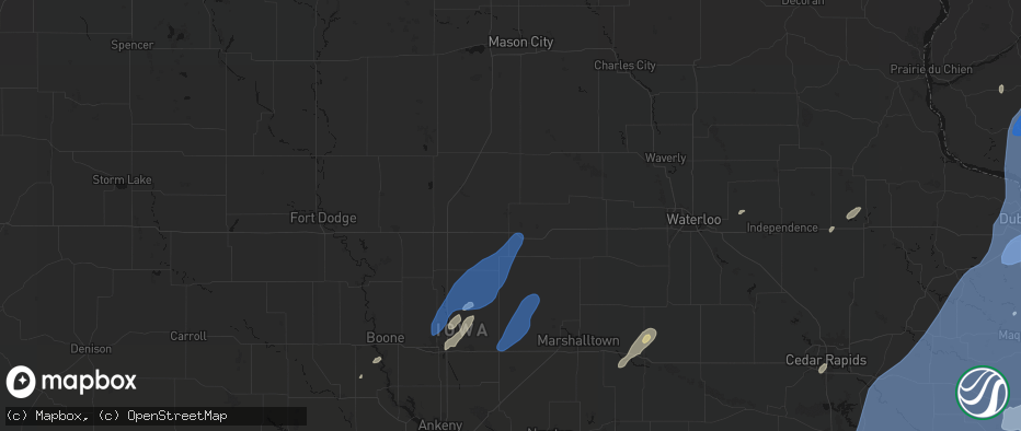 Hail map in Iowa Falls, IA on June 10, 2026