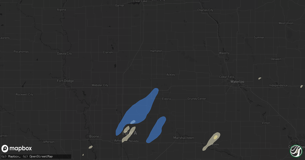 Hail map in Iowa Falls, IA on June 10, 2026